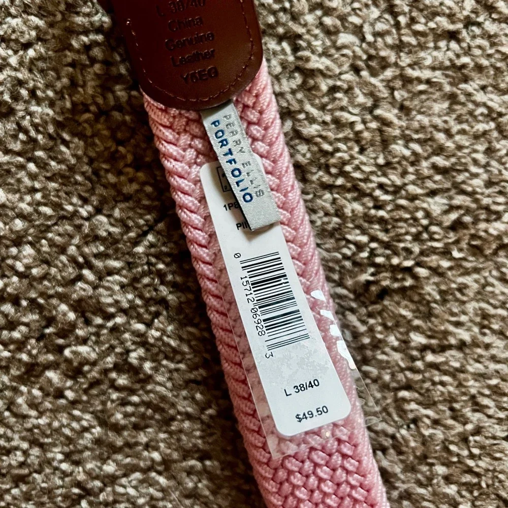 Perry Ellis Portfolio Stretch Belt Braided‎ Pink Casual Dress L 38/40 $49.50